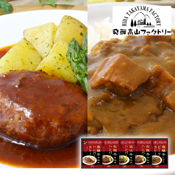 飛騨高山ファクトリー 松阪牛・近江牛・飛騨牛仕込み ハンバーグ&カレー詰合せB