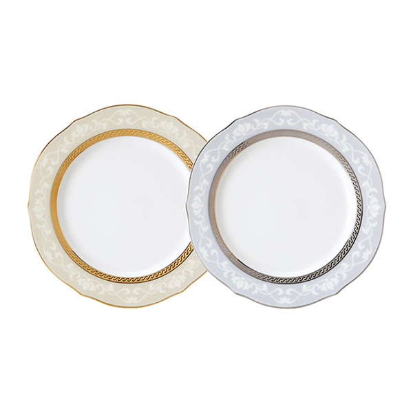 画像:非公開: Noritake ノリタケ ハンプシャーゴールド&プラチナ 23cmアクセントプレートペアセット