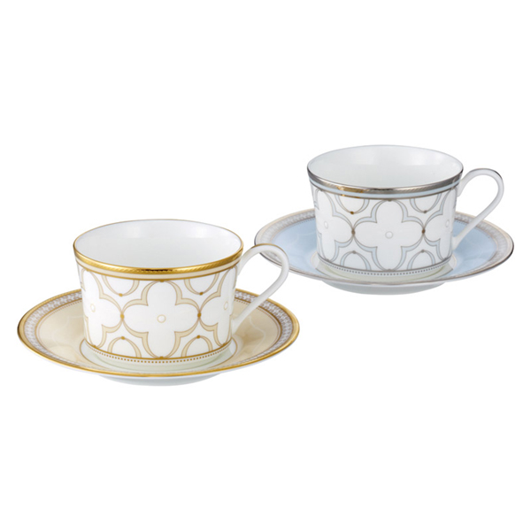 画像:非公開: Noritake ノリタケ トレフォリオゴールド&トレフォリオプラチナ ティー・コーヒー碗皿ペアセット(色変り)