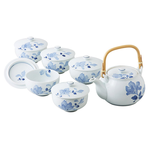 波佐見焼 辻が花 蓋付茶器揃