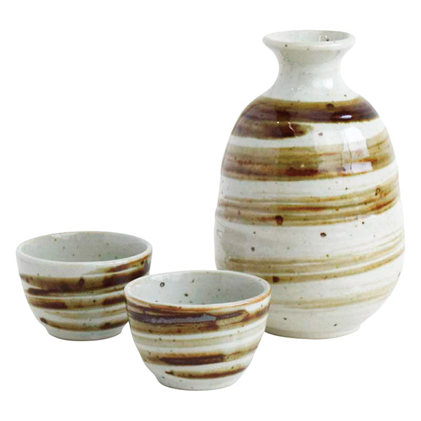 高田焼 釉重ね酒器揃（うず粉引）
