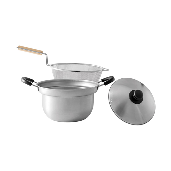 ダンチュウ 木柄ザル付鍋セット22cm
