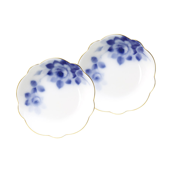 大倉陶園 ブルーローズ 梅型小皿ペアセット