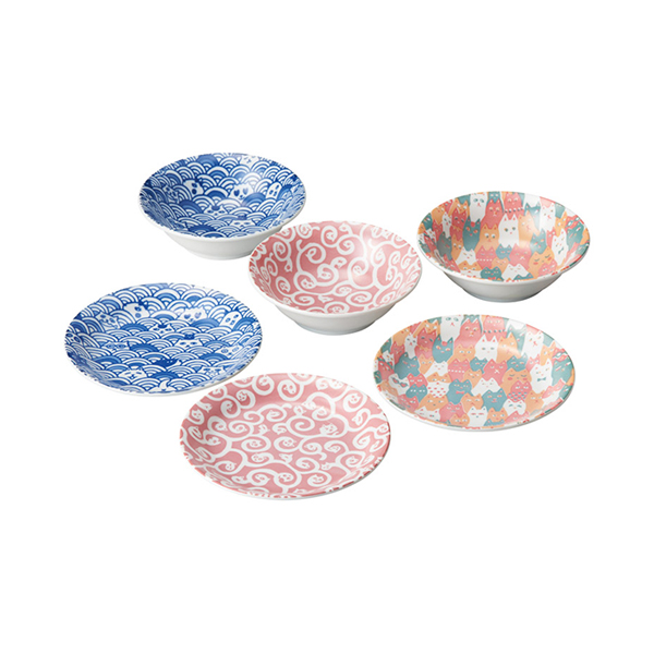 愛sayama ねこだらけ デザート皿&ボウル6Pセット