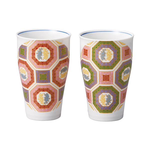 九谷焼 金彩小紋 ペアタンブラー