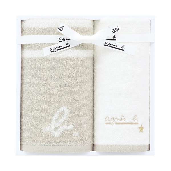 アニエスベー abマリニエール フェイス1P・ゲストタオル1P（ベージュ）