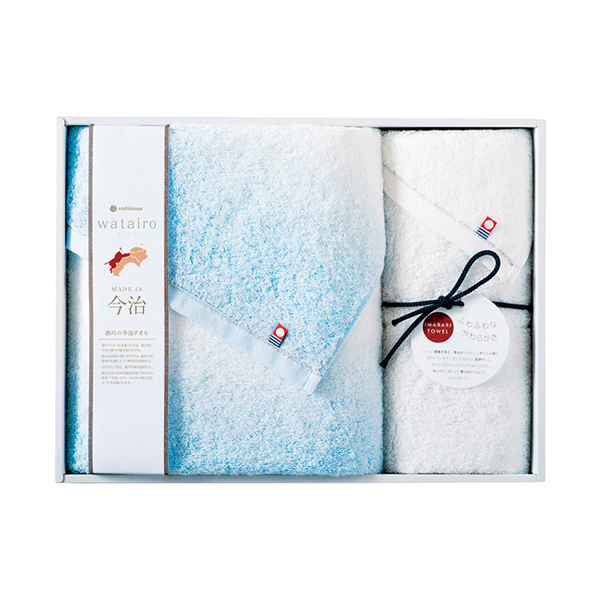 今治 わたいろ タオルギフト バス1P・フェイスタオル1P（ブルー）