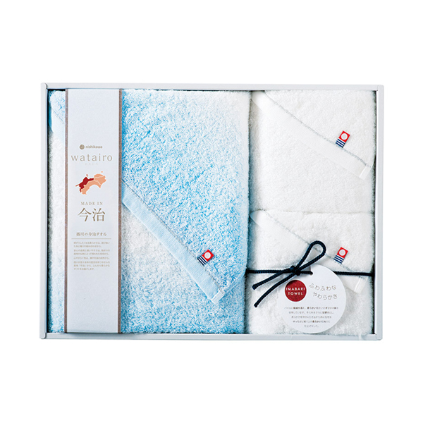 今治 わたいろ タオルギフト バス1P・フェイスタオル2P（ブルー）