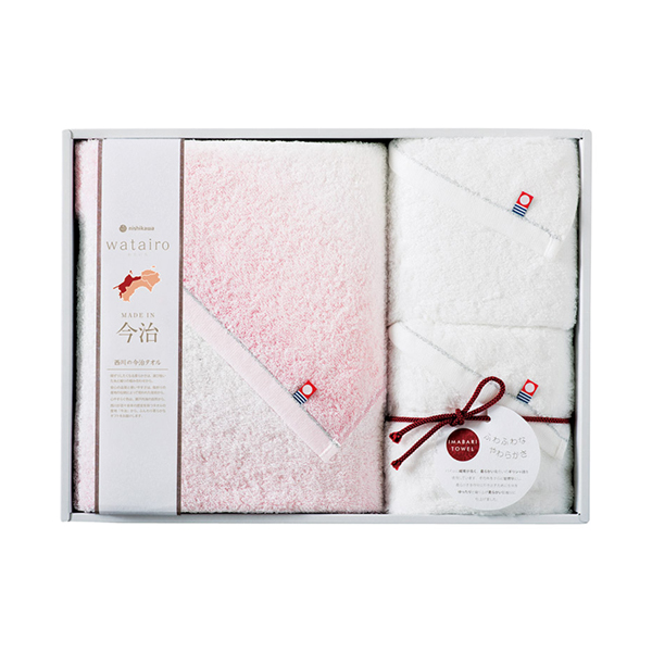 今治 わたいろ タオルギフト バス1P・フェイスタオル2P（ピンク）