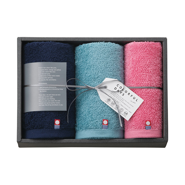 カラフルデイズ フェイス2P・ハンドタオル1P（ピンク）