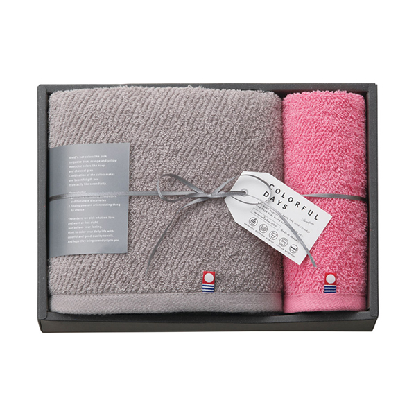 カラフルデイズ バス1P・ハンドタオル1P（ピンク）