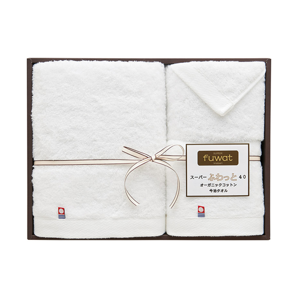 スーパーふわっと40 オーガニックコットン今治タオルセット （ホワイト）A