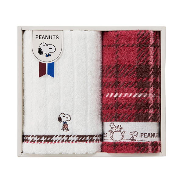 ピーナッツ スヌーピー チェック フェイス1P・ウォッシュタオル1P