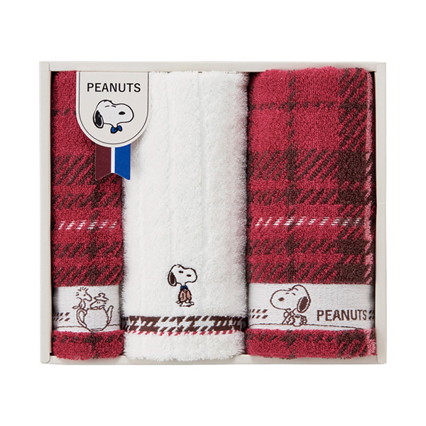 ピーナッツ スヌーピー チェック フェイス2P・ウォッシュタオル1P