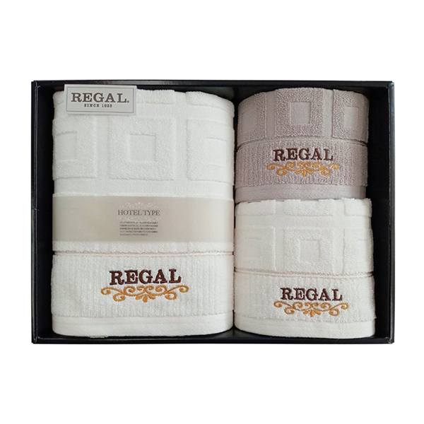 リーガル/スクエア バスタオル1P・フェイスタオル：34×80cm・ウォッシュタオル1P