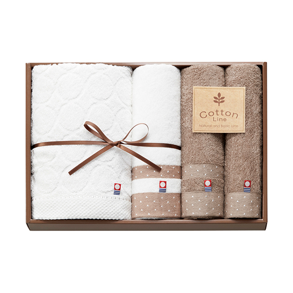 コットンライン コンパクトバスタオル1P・ハンドタオル1P・フェイスタオル2P