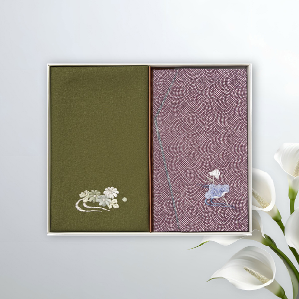 洛北 刺繍入り金封包み＆金封ふくさ 紫蓮