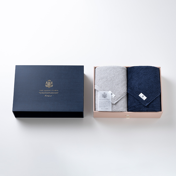 王妃のタオル THE QUEEN’S TOWEL バスタオル2枚セット ネイビー＆グレー