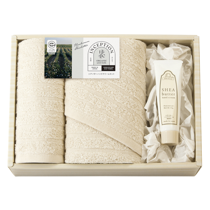 【43%OFF】インセプション ハンドクリーム&オーガニックフェイスタオル1P・ハンドタオル1P