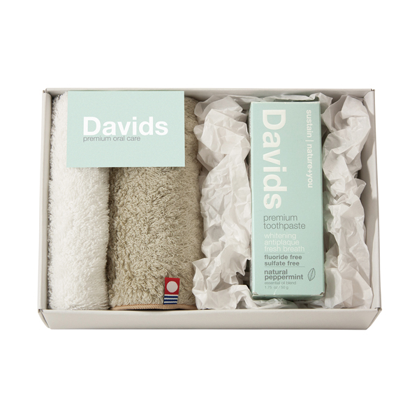 【18%OFF】Davids〈ペパーミント〉 歯磨き粉とタオルハンカチ1P・ハーフハンカチ1P