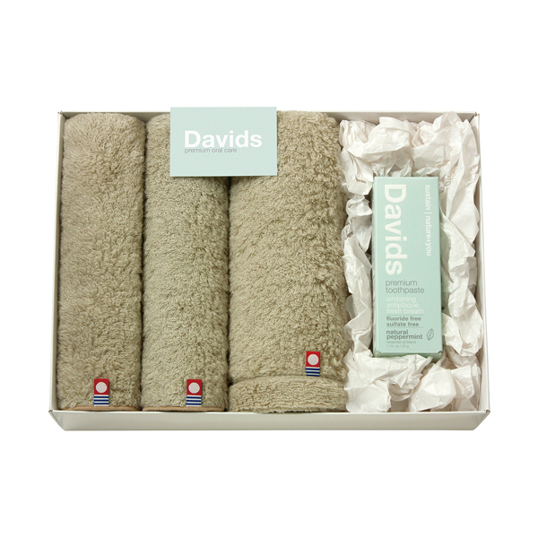 【22%OFF】Davids〈ペパーミント〉 歯磨き粉とフェイスタオル1P・タオルハンカチ2P