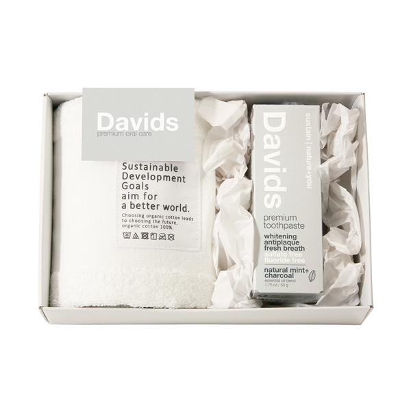 【17%OFF】Davids〈チャコール〉 歯磨き粉とフェイスタオル1P