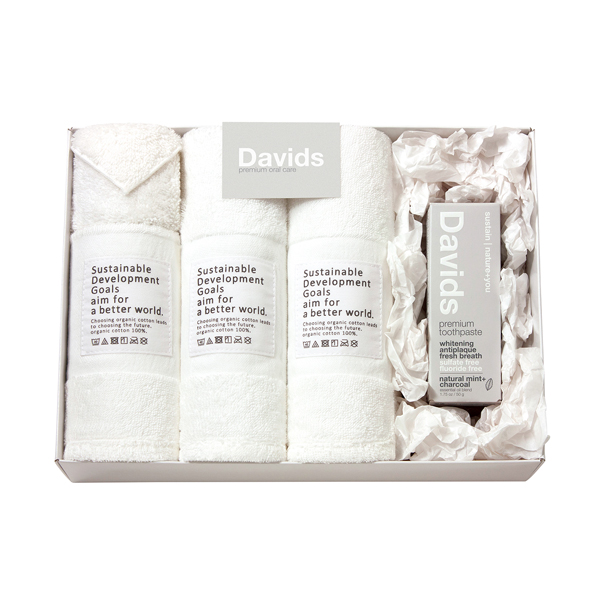 【22%OFF】Davids〈チャコール〉 歯磨き粉とフェイスタオル3P・ハーフハンカチ1P